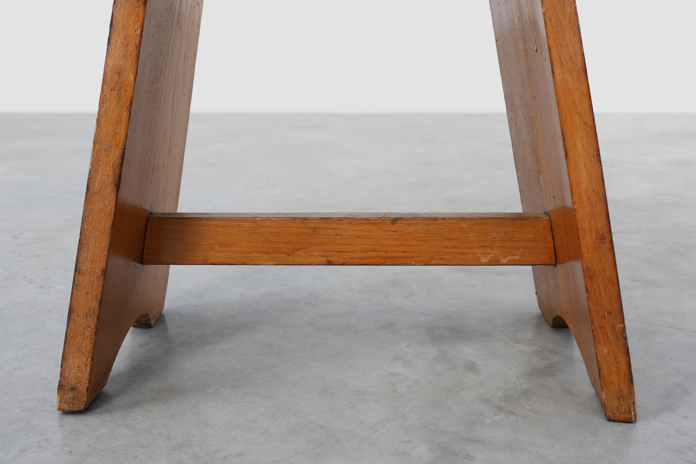 Rustic Pine Stool with Cut-Out Trestle Legs, Sweden, circa 1920thumbnail